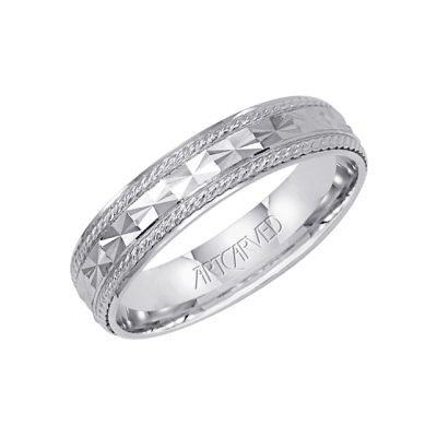 11-WV5021-G.00 - ARTCARVED - Comfort Fit wedding band with engraved design, rope detailing and rolled edges