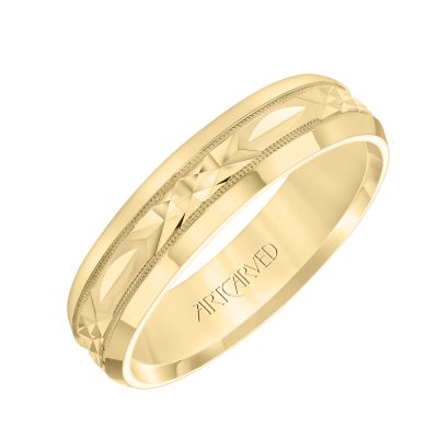 11-WV5435-G.00 - ARTCARVED - Comfort Fit wedding band with Swiss cut design, milgrain and rolled edges