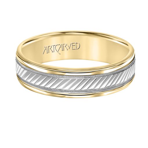 11-WV5044-G.00 - ARTCARVED - Comfort Fit wedding band with diagonal engraved design, milgrain and rolled edges - Image 2