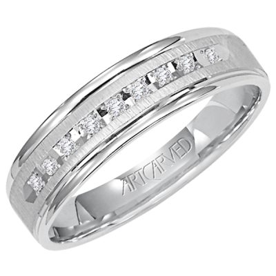 21-V3107W-G.00 - ARTCARVED - Comfort Fit, diamond wedding band with vertical brushed finish and bright, rolled edges