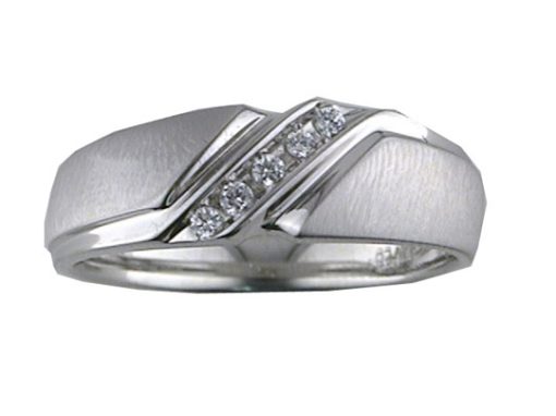 21-V22023W-G.00 - ARTCARVED - Comfort Fit weddding band with tension set diamonds and vertical brushed finish - Image 2