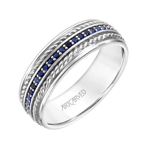 22-V8730SW100-G.00 - ARTCARVED - Low Dome Round Edge Carved Wedding Band