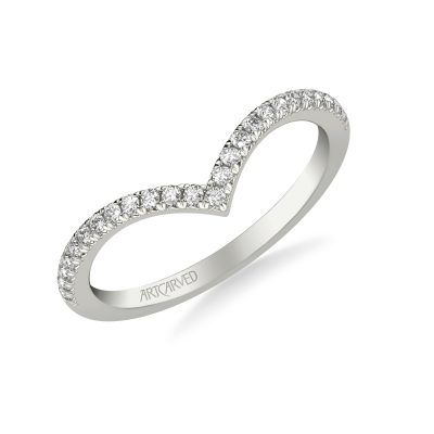 31-V1038EVW-L.00 - ARTCARVED - Classic Curved Wedding Band with Round Diamonds