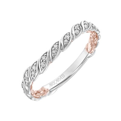 31-V918WR-L.00 - ARTCARVED - Lyric Curved Wedding Band with Milgrain Vine Motif Diamond Accents