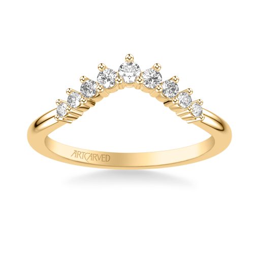 31-V1057W-L.00 - ARTCARVED - Classic Curved Wedding Band with Prong Set Round Diamonds - Image 2