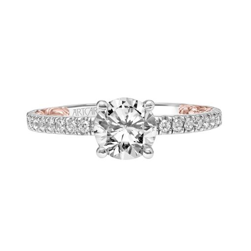 31-V903ERWR-E.01 - ARTCARVED - Lyric Engagement Ring with Diamond Collar and Inner Carved details and Diamond Shank - Image 2
