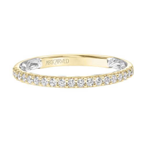 31-V908YW-L.00 - ARTCARVED - Lyric Diamond Wedding Band with Inner Carved details - Image 2