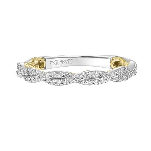 31-V921WY-L.00 - ARTCARVED - Lyric Twist Diamond Wedding Band with Inner Carved details - Image 2