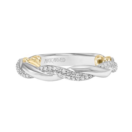 31-V933WY-L.00 - ARTCARVED - Lyric Twist Wedding Band with Diamond and Polished Design with Inner Carved details - Image 2