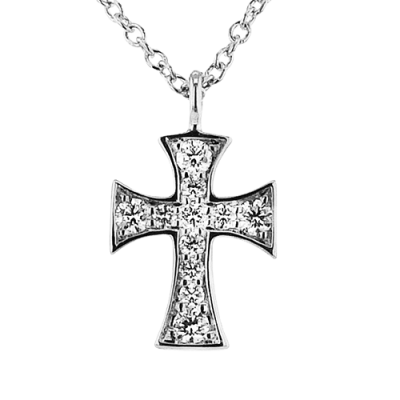 ZP1397 Cross Pendant in 14k Gold with Diamonds